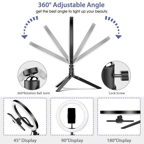 10 inch LED Ring Light with Tripod Stand & Phone Holder Dimmable Desk Makeup Kit Photography Video Lamp - BW-SL3 - Toytexx 10 inch LED Ring Light with Tripod Stand & Phone Holder Dimmable Desk Makeup Kit Photography Video Lamp - BW-SL3 - Toytexx